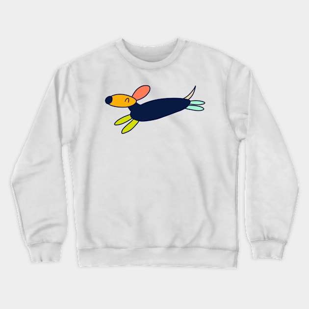 Happy Daschund sausage dog Crewneck Sweatshirt by suzzincolour